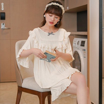 Conjunto pijama modal blanco de estilo sencillo