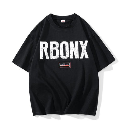Bequemes, locker sitzendes Kurzarm-T-Shirt aus reiner Baumwolle mit Buchstabendruck.
