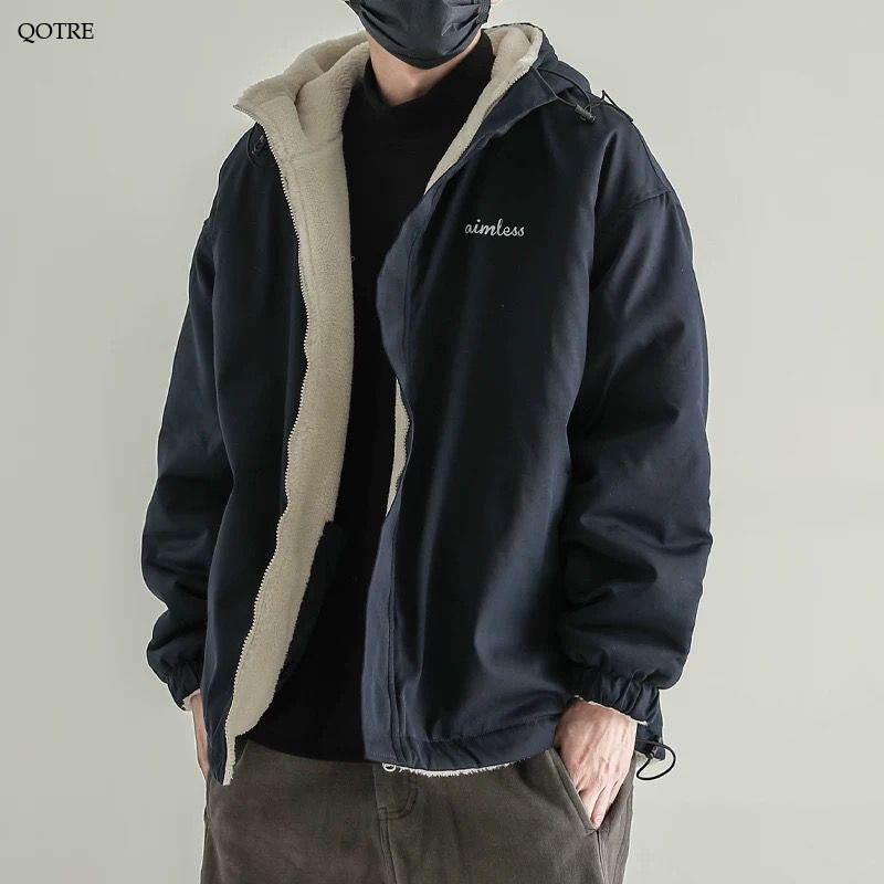 Reversible Trendy Loose Fit Sherpa Jacket