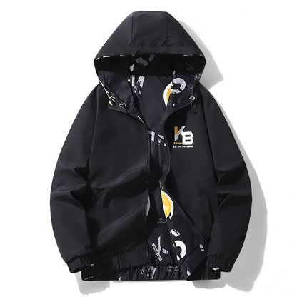Chic Print Versatile Zip-Up Reversible Raincoat Hooded Jacket