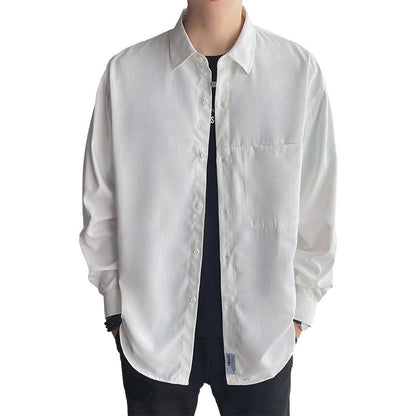 Camisa de manga larga de color sólido estilo británico, amplia y casual para negocios de la marca Lining.