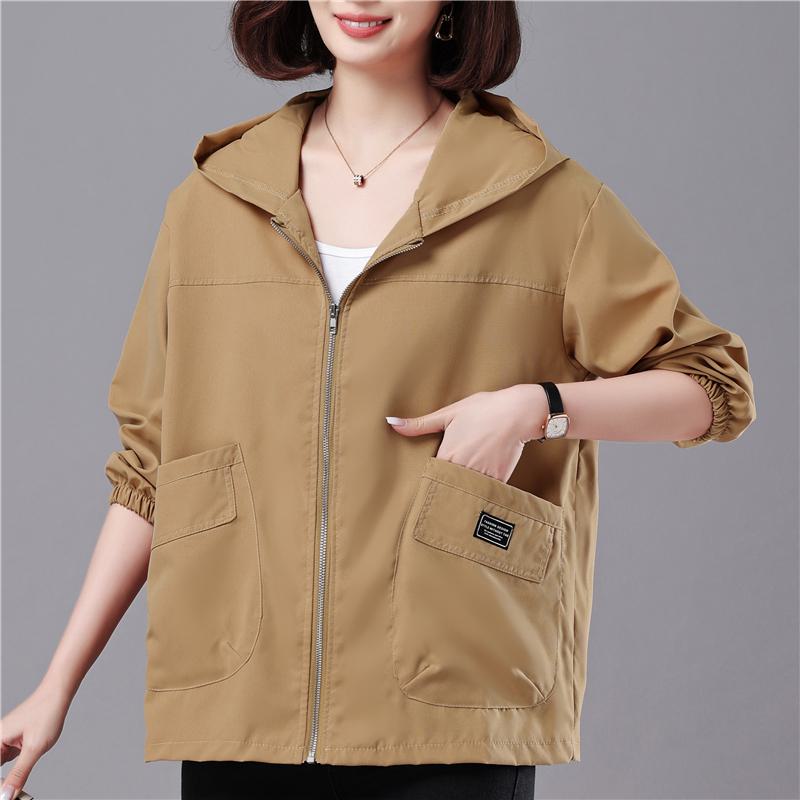 Casual Plus Loose Fit Hooded Jacket