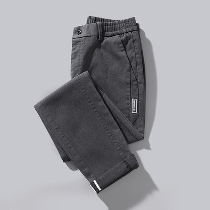Pantalones de negocios versátiles rectos de tiro ajustado con cintura elástica y elasticidad diaria.