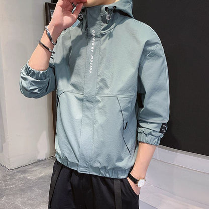 Loose Fit Sports Casual Raincoat Hooded Jacket