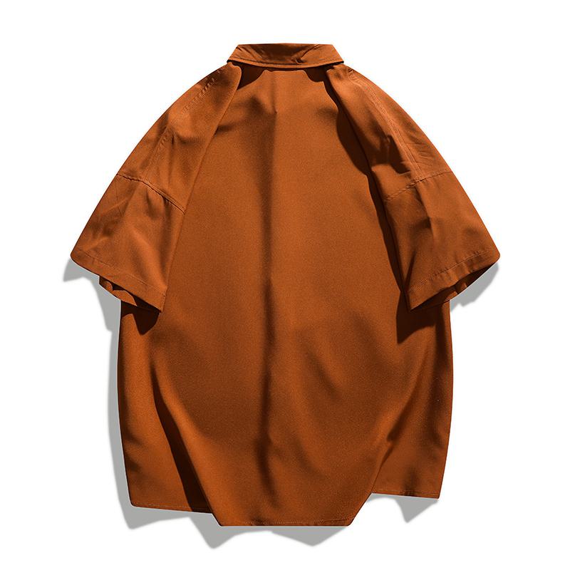 Camisa de manga corta de estilo urbano versátil con elasticidad de seda de hielo