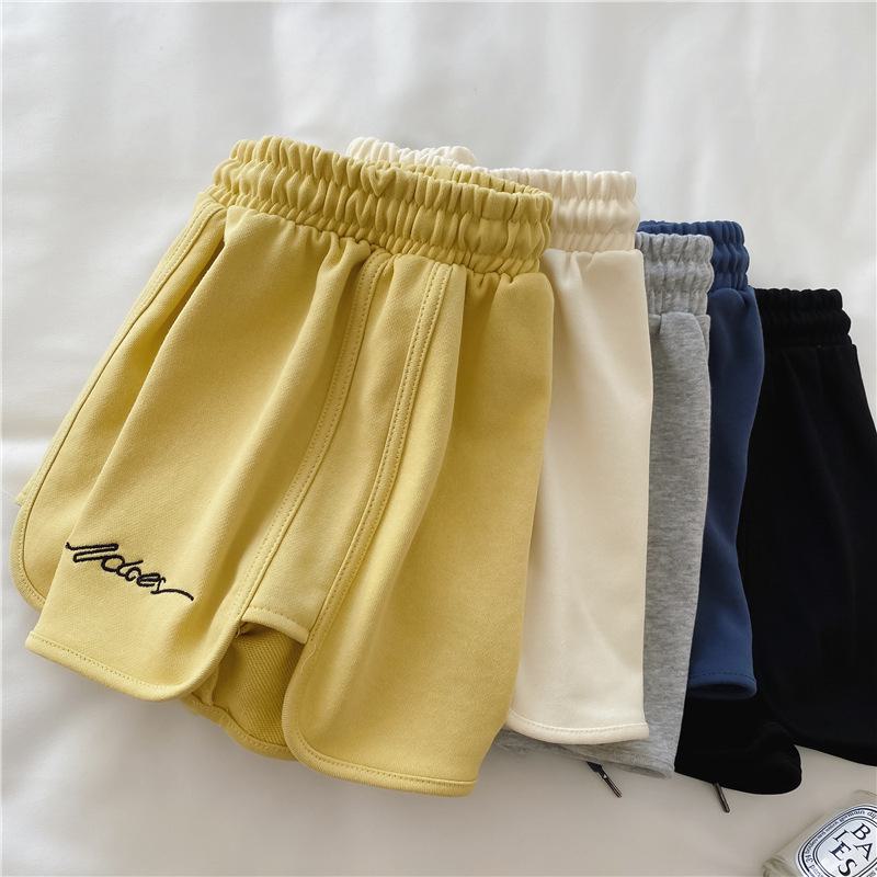 Loose Fit Sport-Shorts mit Stickerei, hoher Taille und weitem Beinschnitt im Fischschuppen-Stil für den lässigen Look