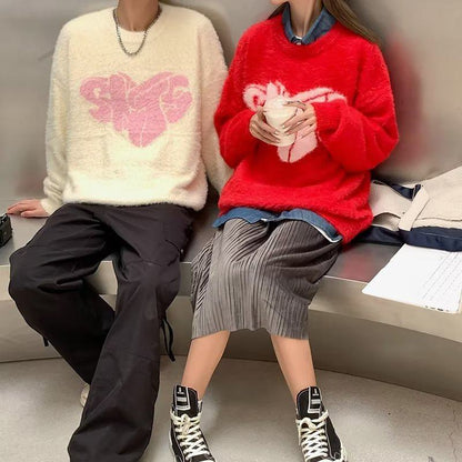 Eleganter, vielseitiger Harajuku-Stil Pullover aus Kunstpelz, urban, künstlerisch, schlicht und bequem gestrickt