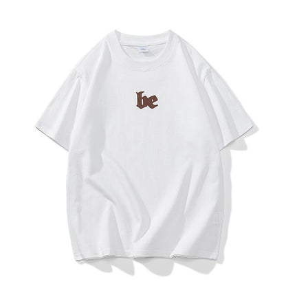 Cómoda y moderna camiseta de algodón puro de manga corta con cuello redondo y versátil.