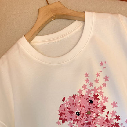 T-Shirt mit kurzen Ärmeln, lockerer Passform, reiner Baumwolle und bedrucktem gekämmtem Baumwollgewebe