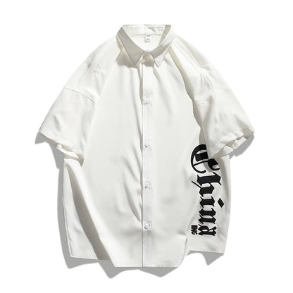 Camiseta de manga corta versátil de seda de hielo elástica con estampado de letras a la moda