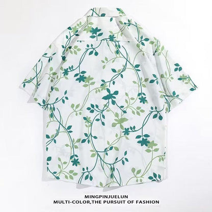Trendy Loose Fit Artistic Chic Print Lazy Versatile Short Sleeve Shirt