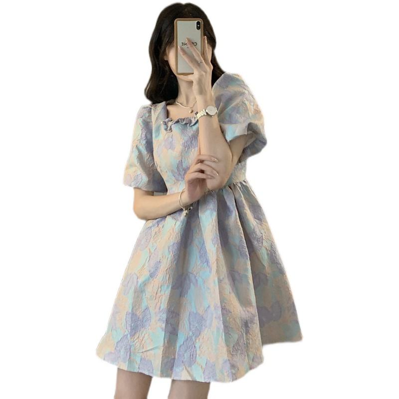 Bubble Sleeve Fluffy Skirt Hepburn Dress