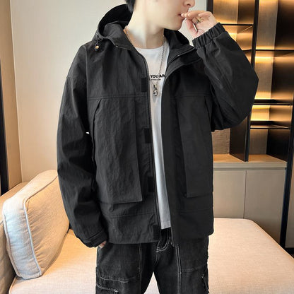 Trendy Solid Hooded Jacket