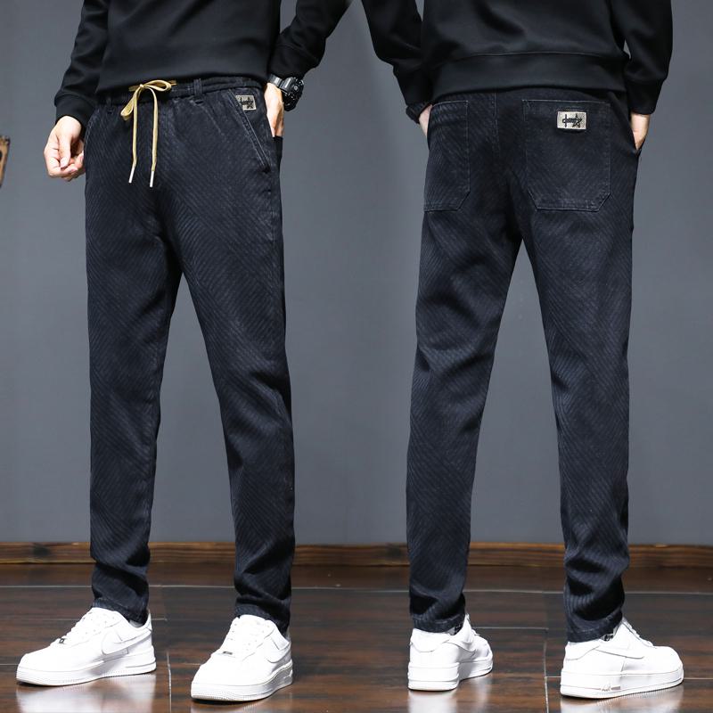 Height Enhancing Straight Plus Velvet Elements Comfortable Casual Thickened Pants