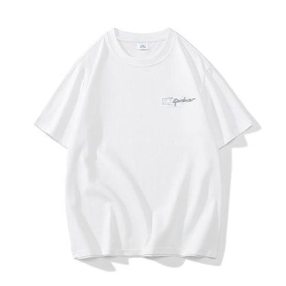 Cómoda camiseta de manga corta de algodón puro, cuello redondo, versátil y a la moda.