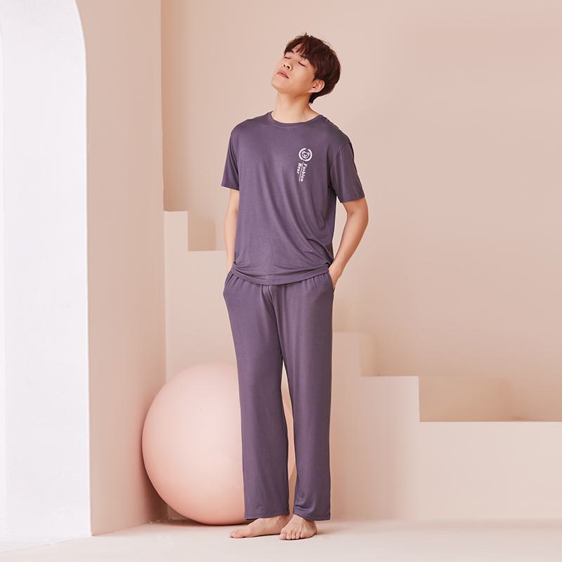 Round Neck Modal Comfortable Loose Fit Letter Lounge Set