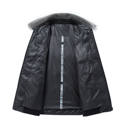 معطف جلدي قابل للفصل مع غطاء فرو 2 في 1 وسترة مبطنة بالوبر