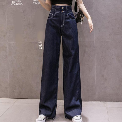 Simplicity Casual Draping Straight Leg Floor-Length Solid Color Jeans