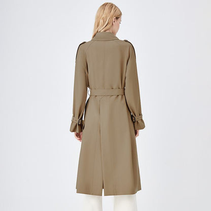Belted Windproof Calf-Length Trench Coat