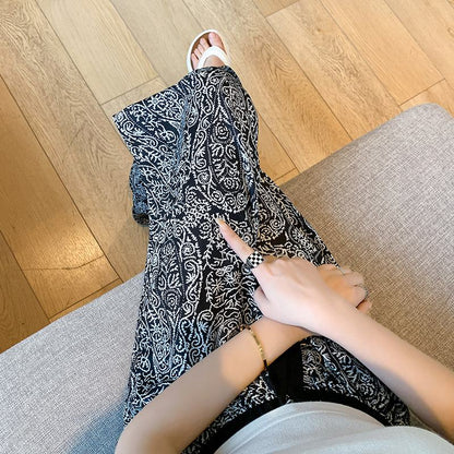 Floor-Length Casual Straight Plus Draping Silky High-Waisted Pants
