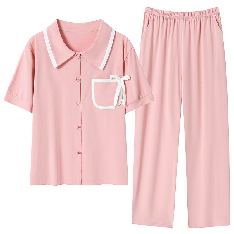 Conjunto de pijama de algodón puro con botones delanteros y bolsillo de lycra