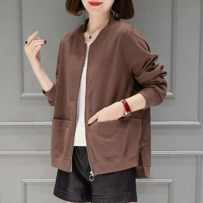 Open Front Loose Fit Stand-Up Collar Utility Jacket