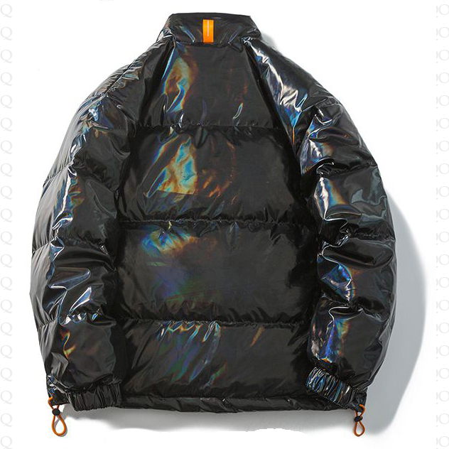 Street Style Raincoat Stand-Up Collar Reflective Quilted Down Jacket