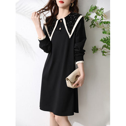 Chic Fat Covering Slimming Loose Fit V-Neck Dress