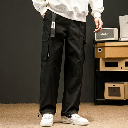 Pantalones cargo informales de ajuste holgado y delgados con estilo urbano elástico.