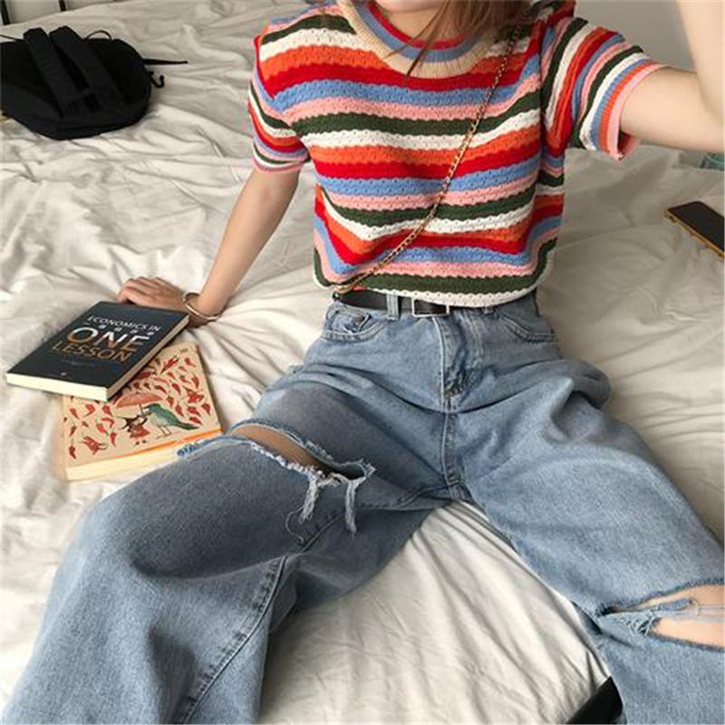 High-Waisted Niche Loose Fit Split Straight Jeans
