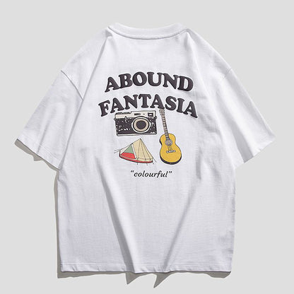 Bequemes T-Shirt mit Rundhalsausschnitt und vielseitigem Print, kurzärmelig