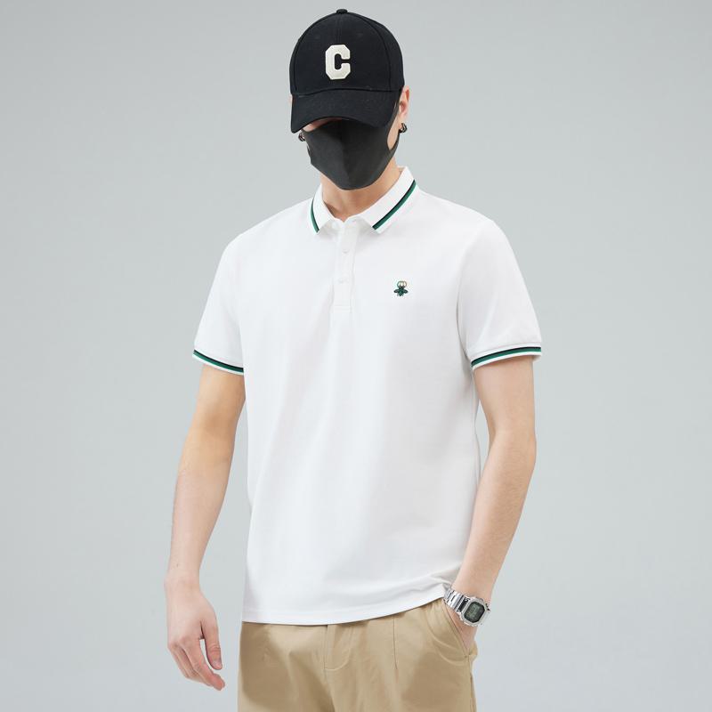 Elastisches kurzärmeliges Polo-Shirt aus reiner Baumwolle mit Reverskragen und hoher Qualität