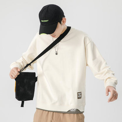 Pure Cotton Trendy Round Neck Slim-Fit Sweatshirt