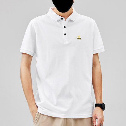 Silky Luster Casual Business Lapel Trendy Short Sleeve Polo Shirt