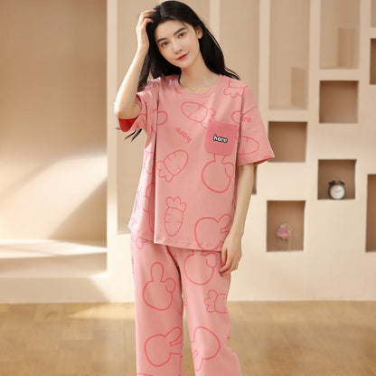Bunny Pure Cotton Carrot Pink Lounge Set