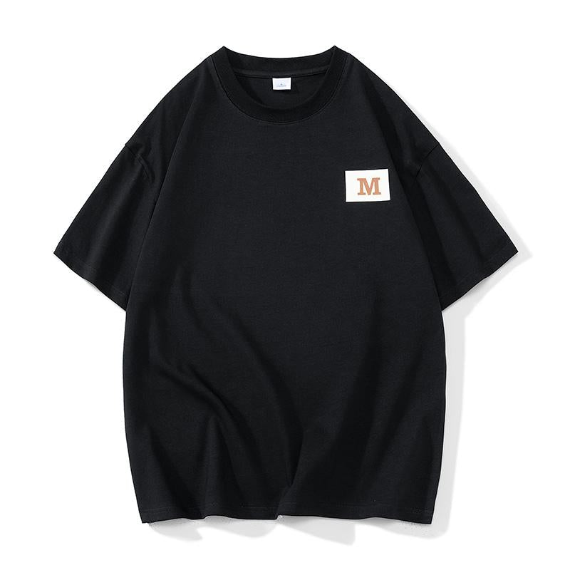 Bequemes, trendiges, vielseitiges Rundhals-T-Shirt mit kurzen Ärmeln aus reiner Baumwolle.