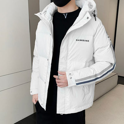 White Duck Down Cropped Versatile Keep Warm Hooded Down Jacket