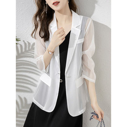 Blazer Mince Exquis Semi-transparent Polyvalent