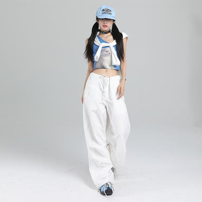 Pantalon cargo de sport décontracté rétro style streetwear ample