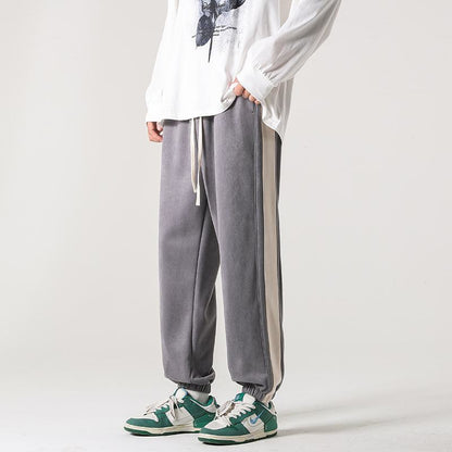 Wide-Leg Knitted Casual Tapered Straight Pants Sports Drawstring Sweatpant