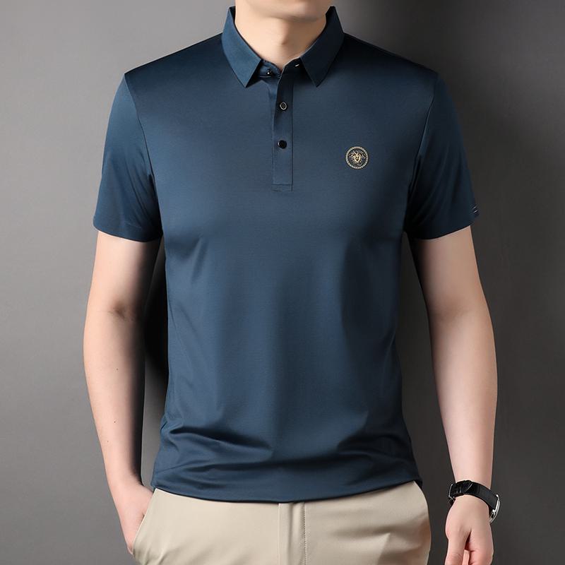 Hochwertiges Business-Polo-Shirt mit kurzen Ärmeln und seidiger Oberfläche