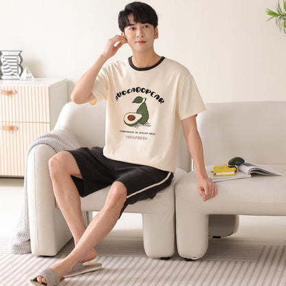 Round Neck Tightly Woven Pure Cotton Persea Letter Lounge Set