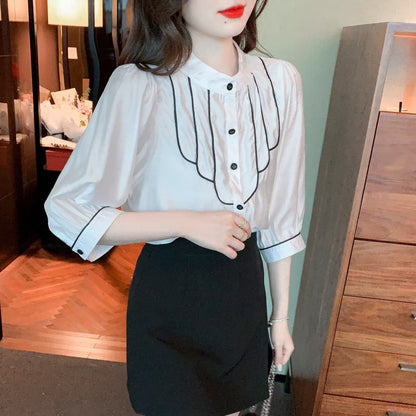 Sun Protection Chiffon Stand-Up Collar Blouse