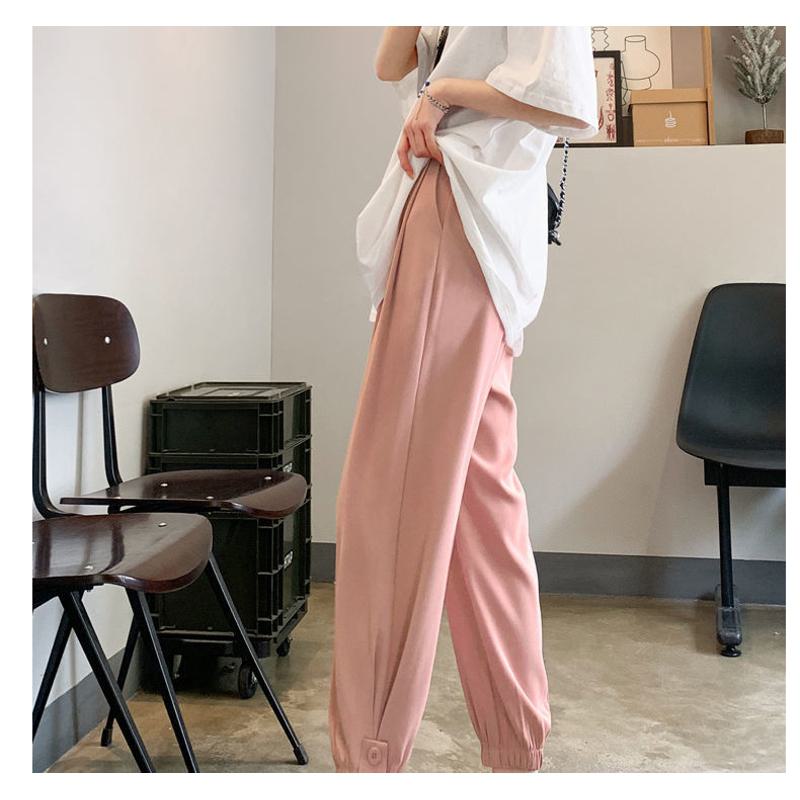 Silky Lantern Tapered High-Waisted Cropped Slimming Thin Pants