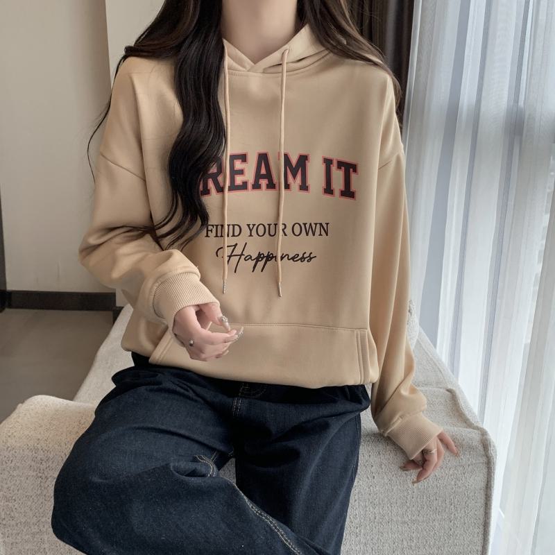 Thin Loose Fit Plus Letter Hoodie