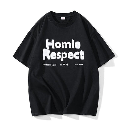 Trendiges T-Shirt mit Rundhalsausschnitt, Print, lockerer Passform und kurzen Ärmeln aus reiner Baumwolle.