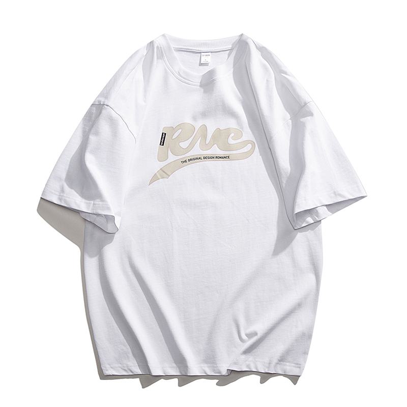 Bequemes, weiches, locker sitzendes, vielseitiges T-Shirt mit einfacher Buchstaben-Print und kurzen Ärmeln