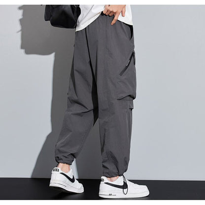 Street Style Loose Fit Bellows Pocket Wide Leg Cargo Pants