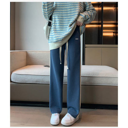 Pantalones deportivos informales Banana Plus de pierna recta y ajuste holgado con terciopelo adicional