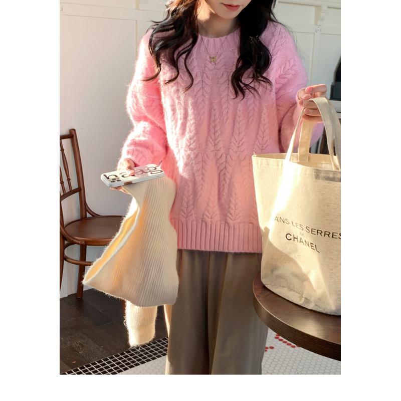 Wheat Ear Pullover Loose Fit Thickened Sweater